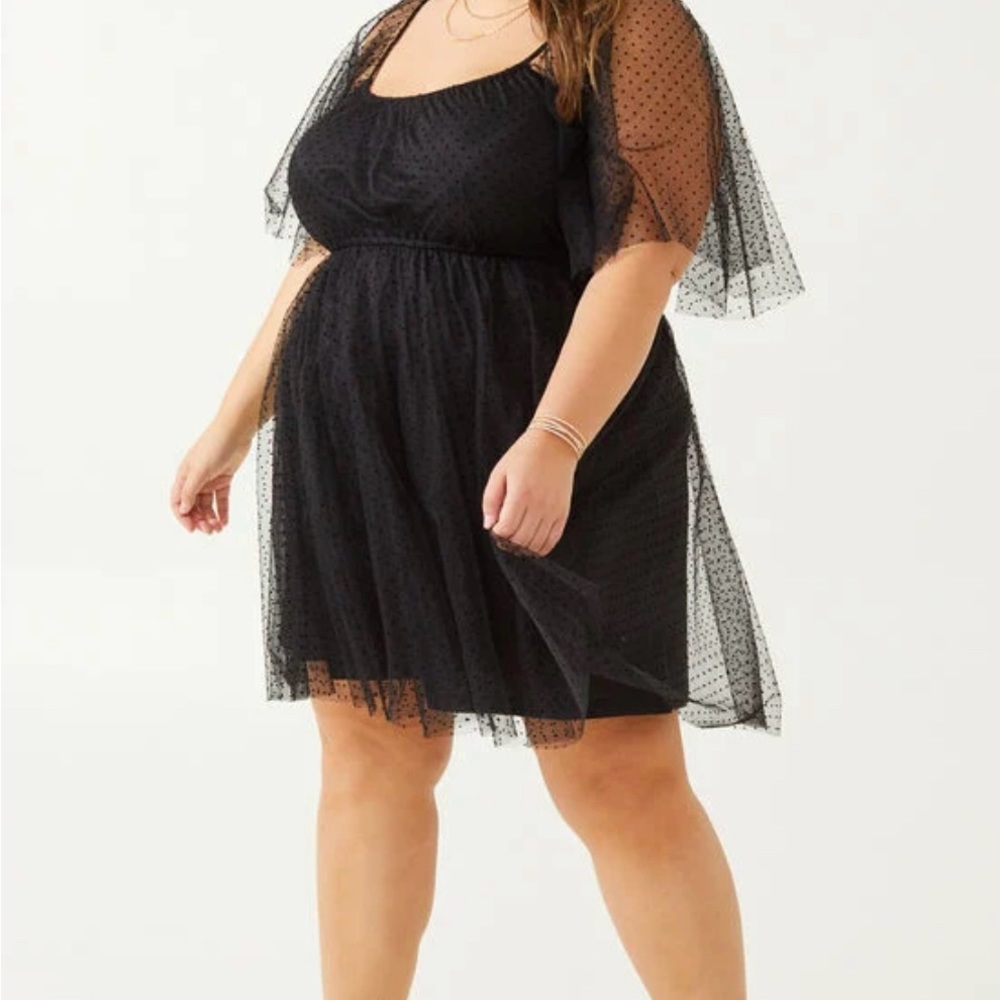 ARULA Black Mesh Overlay Dress